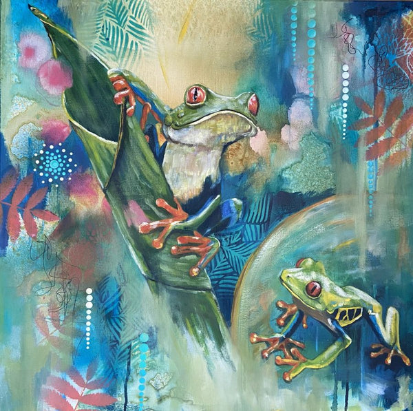 Little redeyed treefrogs